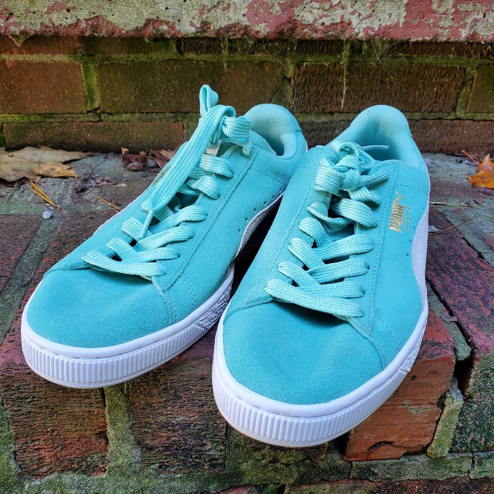 Puma Green and White Sneakers Suede Classic